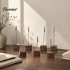 Compact Note Holder Wooden Cube Memo Clip Stand, Display Solid Wood Square Base Receipt Card Holder, Vertical for Wedding Party or Office Table