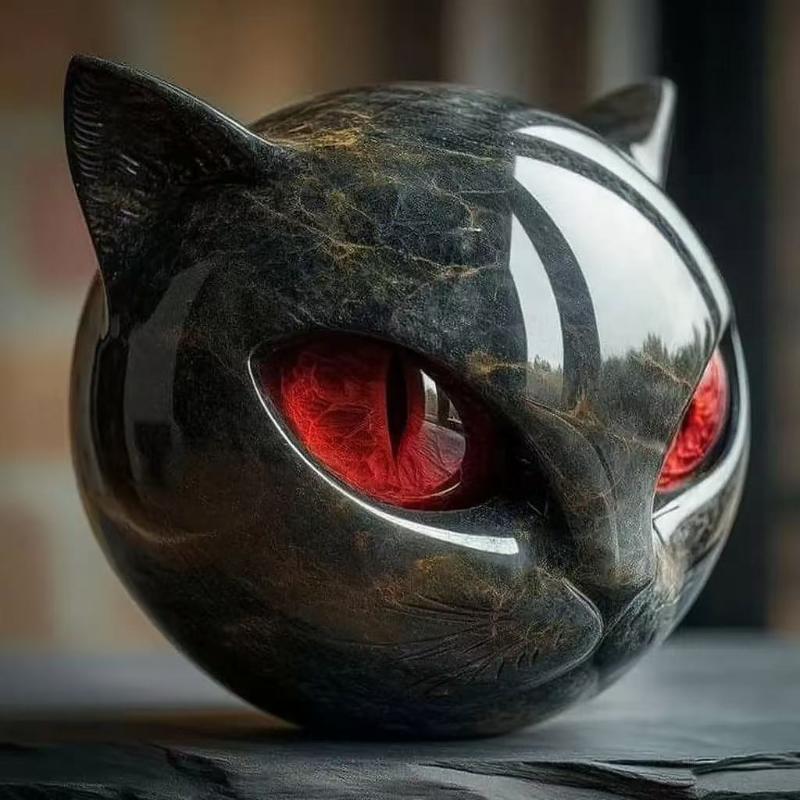 Black Cat Figurine Statue Halloween Decor Resin Sculpture Stone Texture Ornament For Home Office Bookshelf Display Craft Gift