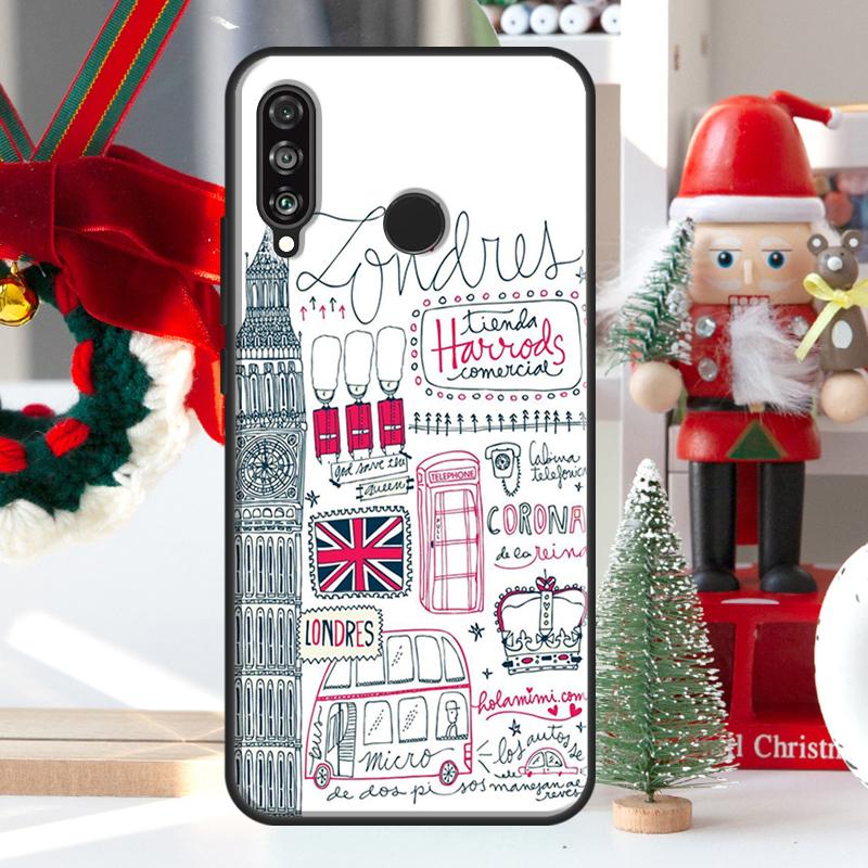 London Bus England Big Ben Case For Huawei P30 Lite P40 P50 P20 Pro P Smart 2021 Nova 5T Nova 9 Honor X9 X8 X7 50