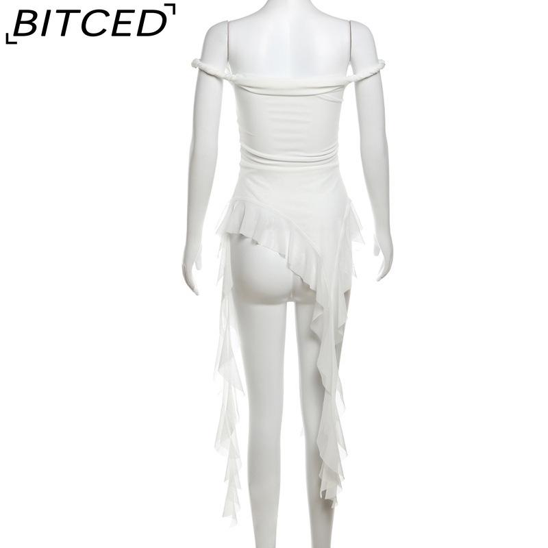 BITCED Spring Women's Solid-Colour Slim-Fit Streetwear Off-the-Shoulder Sleeveless Backless Top