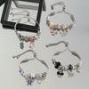 Minimalist Bear Butterfly Charm Beaded Bracelet With Rhinestones For Women And Men