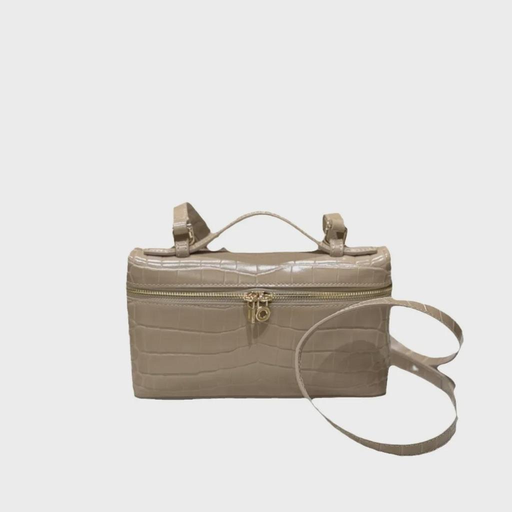 Luxury Crocodile & Ostrich Pattern Leather Shoulder Bag