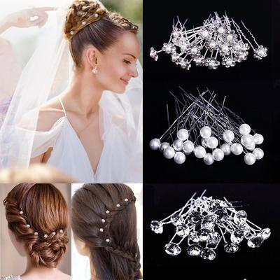 Pearl Hairpin Bridal Tiara Flower Hairpin Stick U Shaped Hair Clip Bride Headpiece Bridal Hairpin