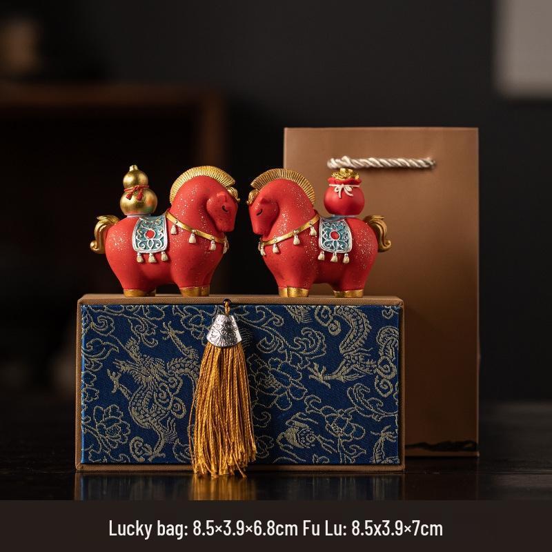 JINGRUIXIANG Chinese Style Tang Horse Wealth Ornament