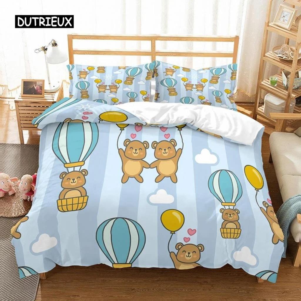 Air Balloon Duvet Cover Set Romantic Balloon Bedding Set Extreme Sports Games Comforter Cover Romantic Warm Trip Quilt Cover