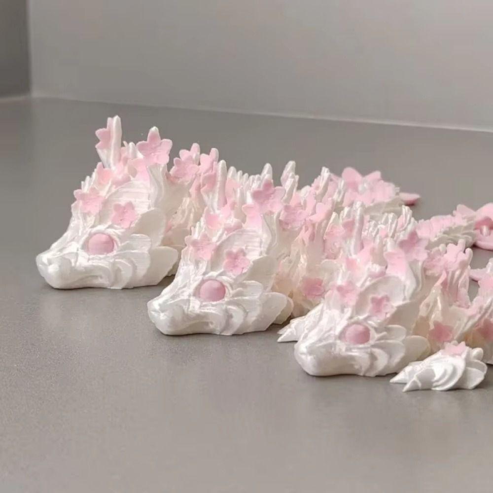 Sakura Dragon 3D Printed Diceratops Dragon Laser 3D Articulated Dragon Toys  Landscaping Decoration