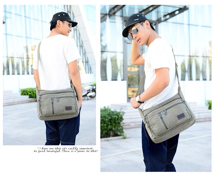 Men's Multi-Layer Canvas Crossbody Bag - Large Capacity, Casual & Versatile