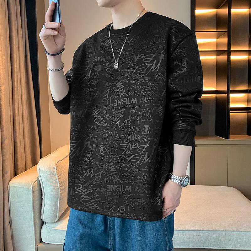 Round Neck Sweatshirt Men's Spring and Autumn New Style Printed Loose Casual Pullover Versatile Clothing