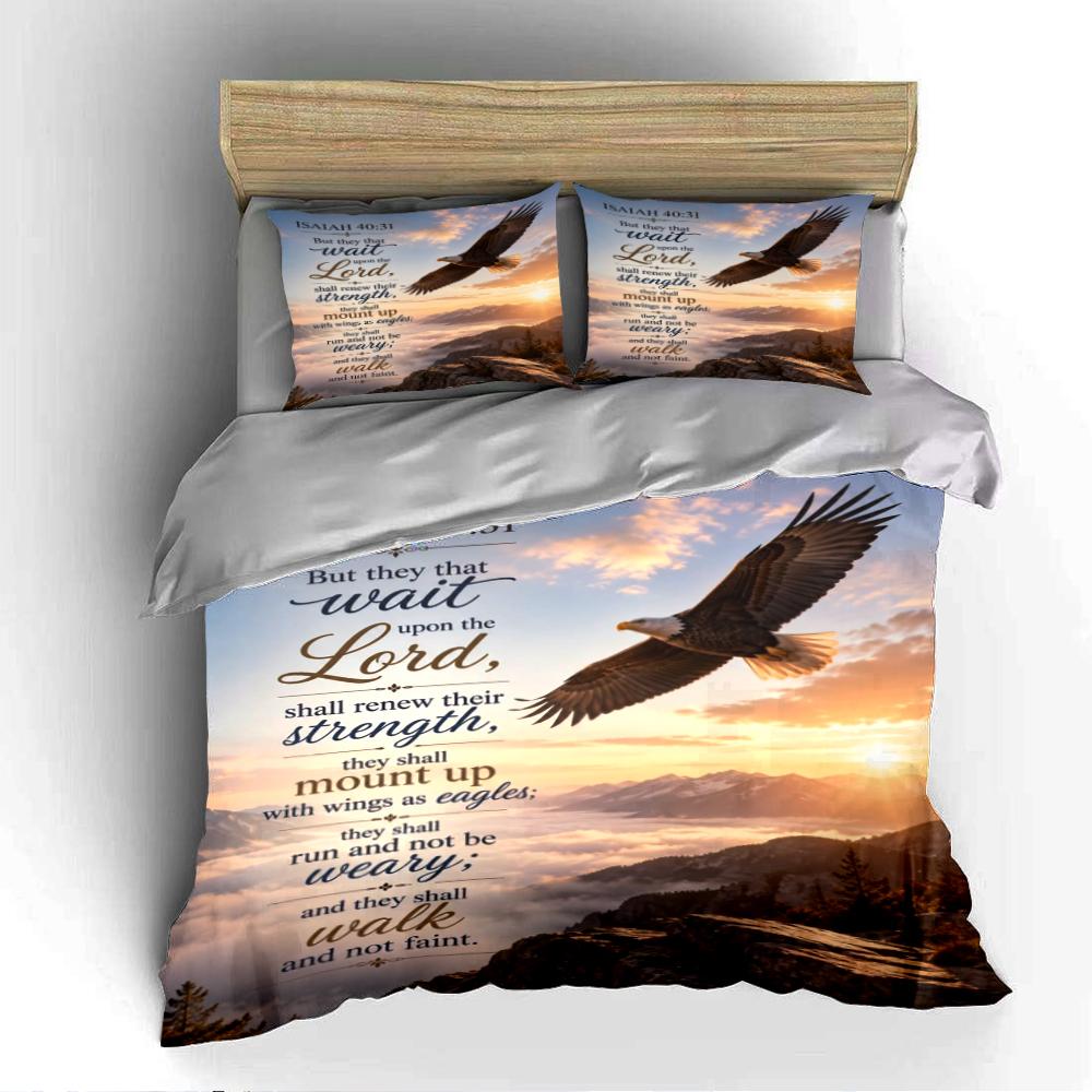 Christian Bedding Set with Eagle Design Bedding Set (1 Duvet Cover, 2 Pillowcases, Duvet Not Included)
