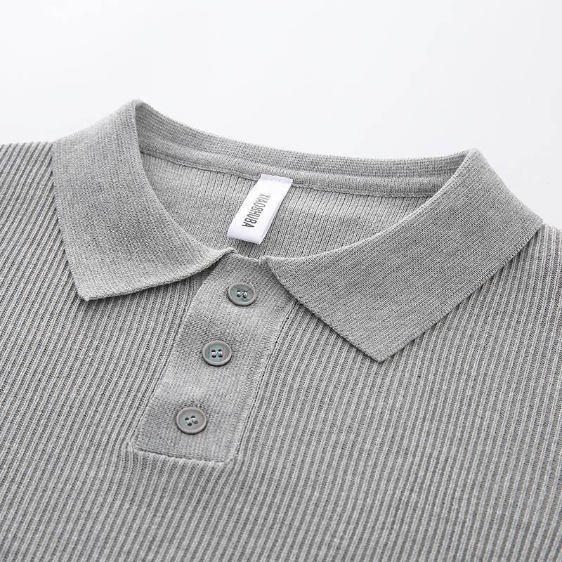 Men's Ribbed POLO Collar Knit Sweater Old Money Style Loose Casual Top