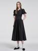 ETMON Front Tuck Shirring Dress, Black