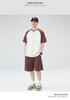 250G Men's Summer Trendy Color Block Raglan Tee - Heavyweight Pure Cotton, Loose Fit, Short Sleeve
