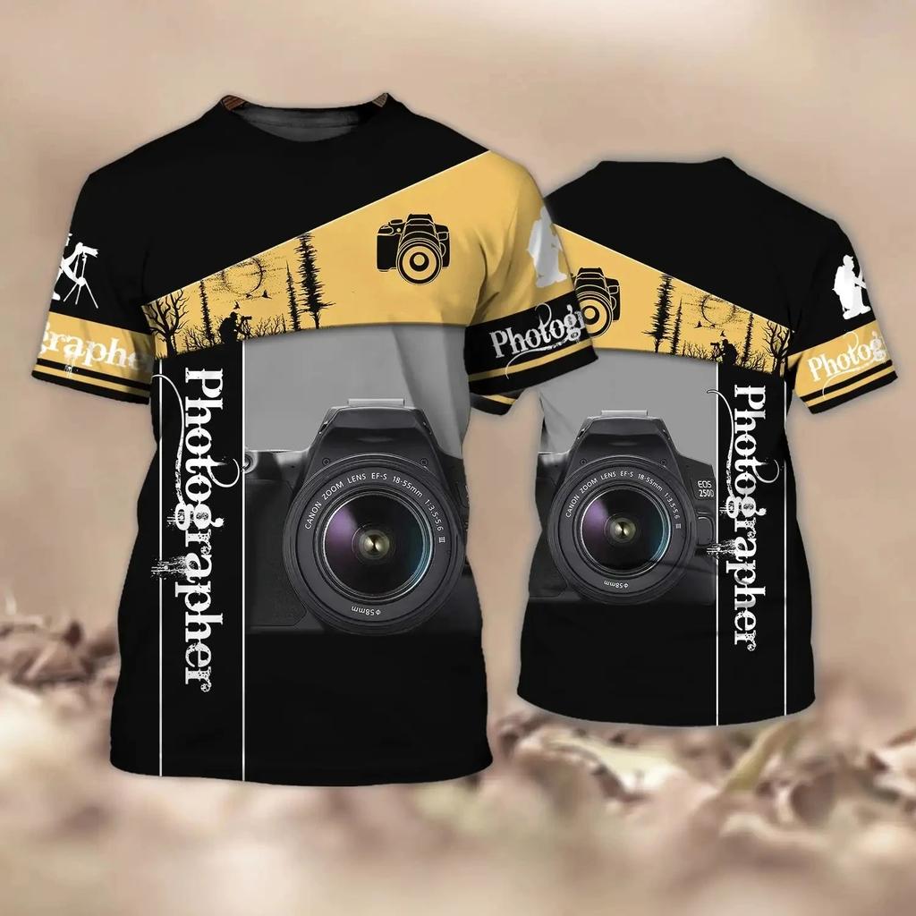Fashion Camera Photography T-Shirts 3D Print Men's Short Sleeve T Shirt Streetwear Oversized Harajuku Y2k Tops Tees Men Clothing