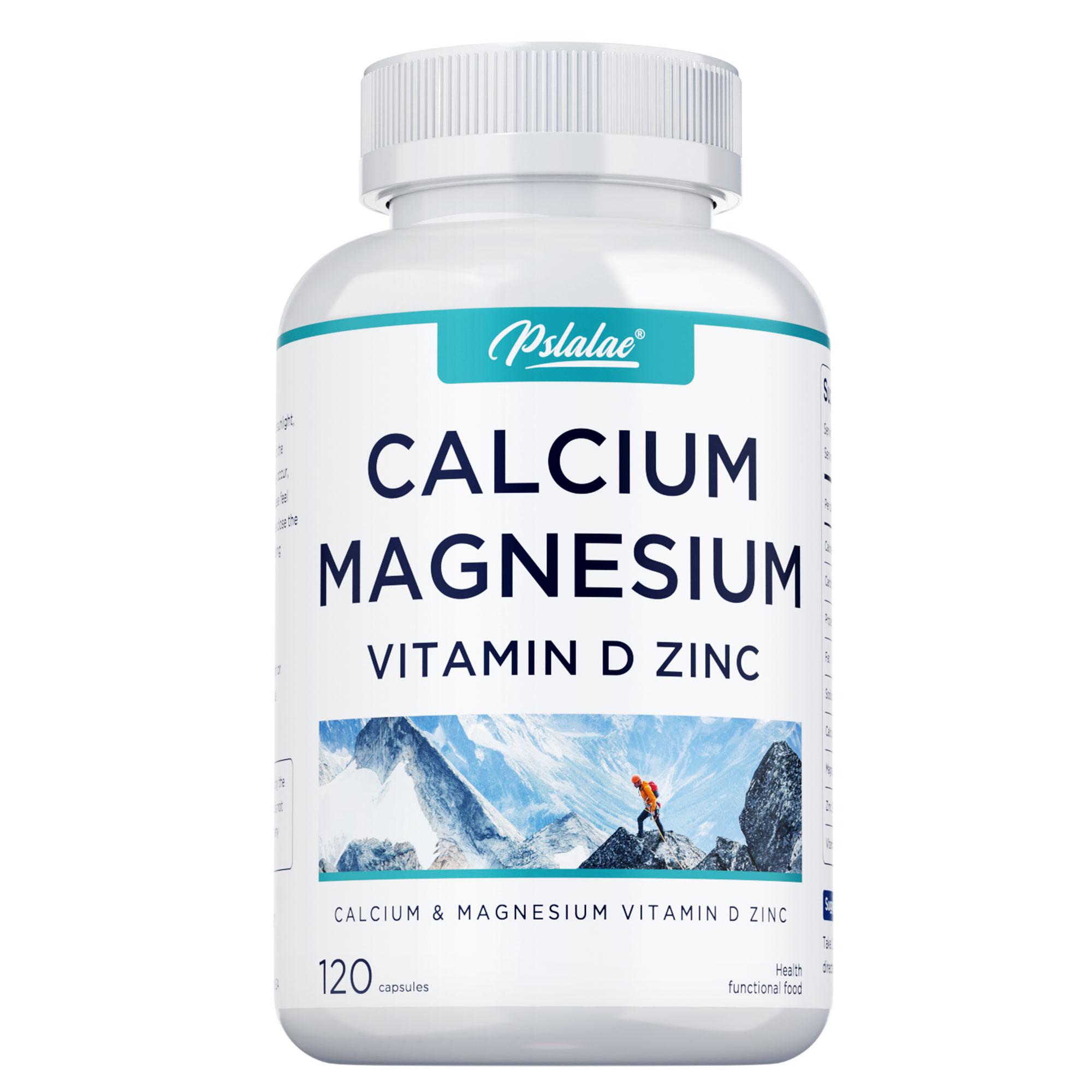 Pslalac Calcium Magnesium Zinc Nutritional Capsules, with Vitamin D Complex Formula, Daily Nutritional Supplementation 120*1