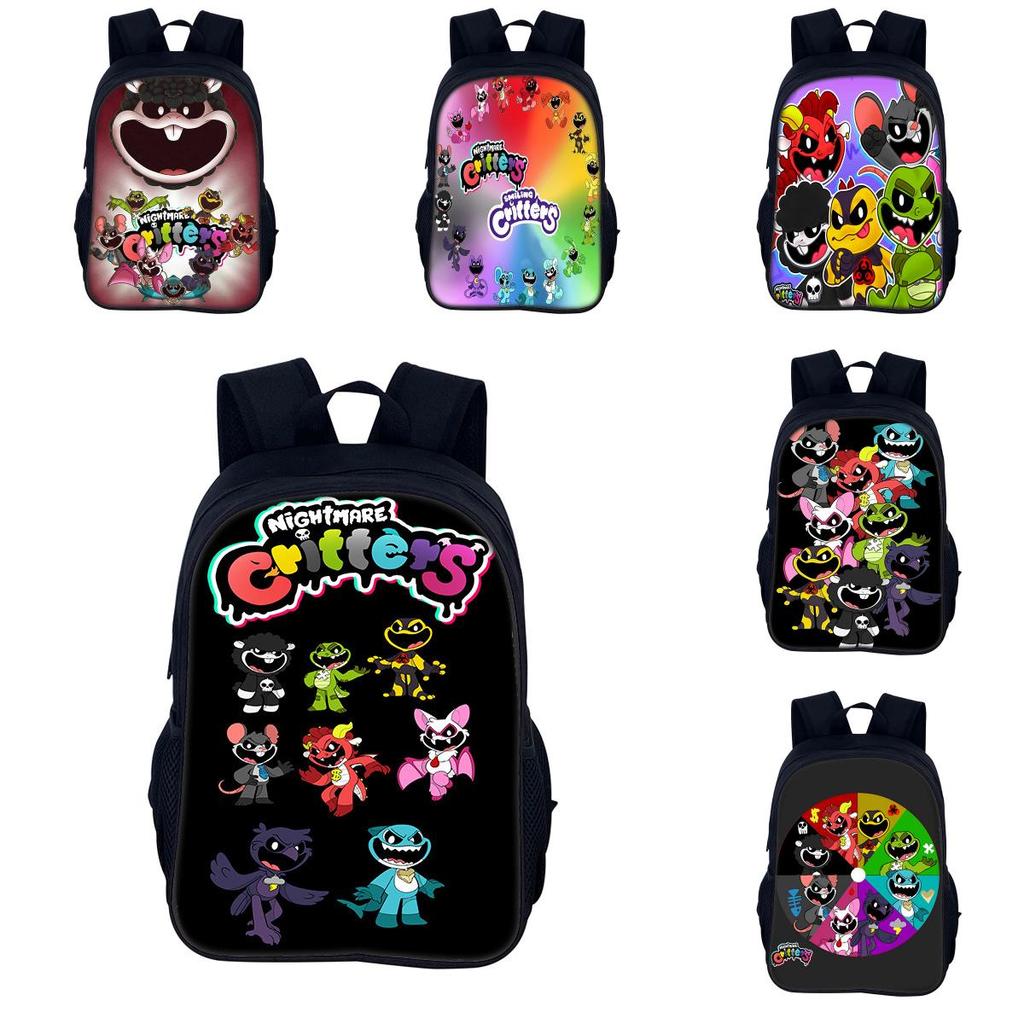 Albtraum-Kreaturen Niedlicher und verspielter Doppel-Schulterrucksack für Schüler im Alter von 3 bis 4 Jahren