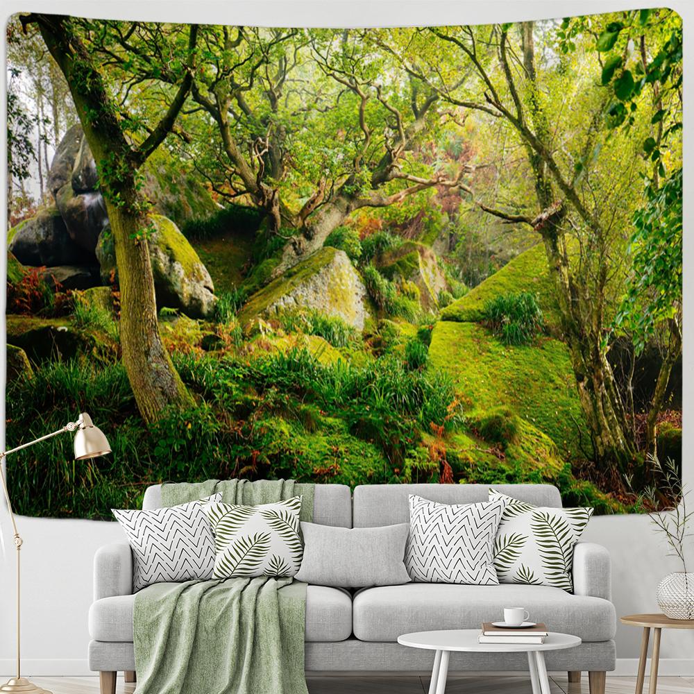 Schnee Berg Wald Ölgemälde Wandteppich Hängen Hippie Bohemian Psychedelic Tapiz Zimmer Wohnzimmer Dekor