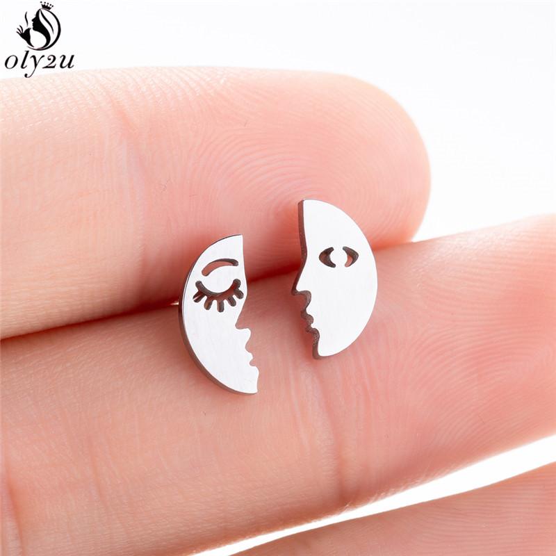 Cute Ballet Earings Women Jewelry Minimalist Puzzle Dinosaur Map Wave Cat Stainless Steel Stud Earrings Girls Pendientes