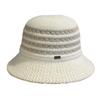 Black Striped Knitted Woolen Fisherman Hat for Women in Autumn and Winter Face Showing Small Bucket Hat Fashionable Big Head Basin Hat