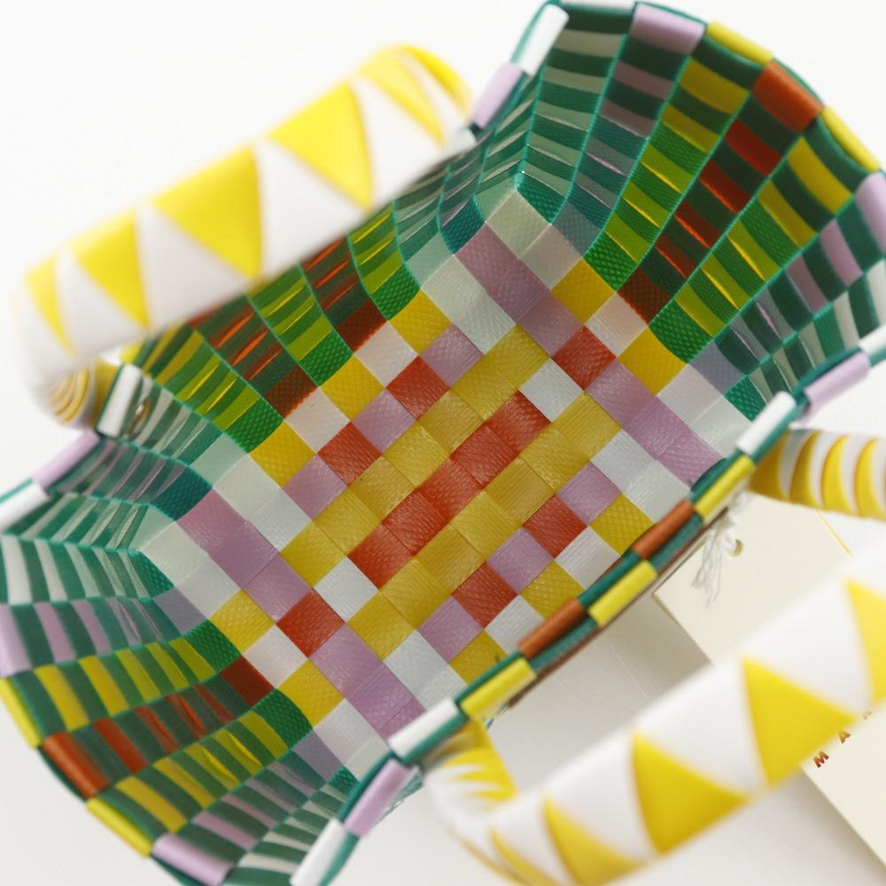 Marni Woven Micro Basket Handbag MW55F Basket Bag Green/Multicolor Polypropylene Women Used