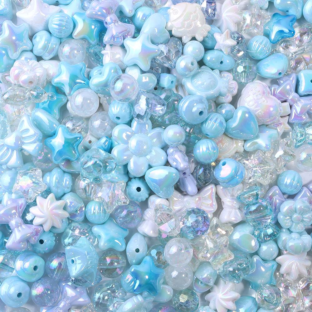 45g/Bag Mixed Shape Acrylic Beads Same Color Series UV Color Plated Loose Bead for Handmade Bracelets Necklace Key Phone Lanyard