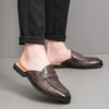 New Arrival Men Brown Black Half Slippers Driving Shoes Male Casual Mules Moccasins Breathable Loafers Zapatos Hombre