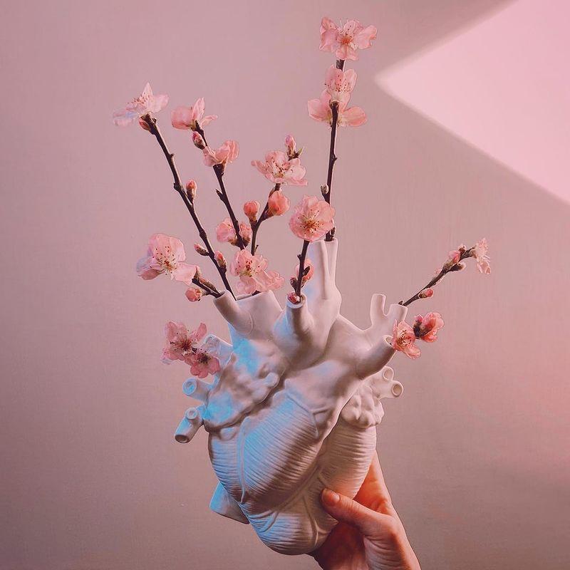 Vase Nordic Style Heart Shape Anatomical Flower Flower Pot Dried Vases Sculpture Desktop Plant Pot for Home Decor Ornament Gifts