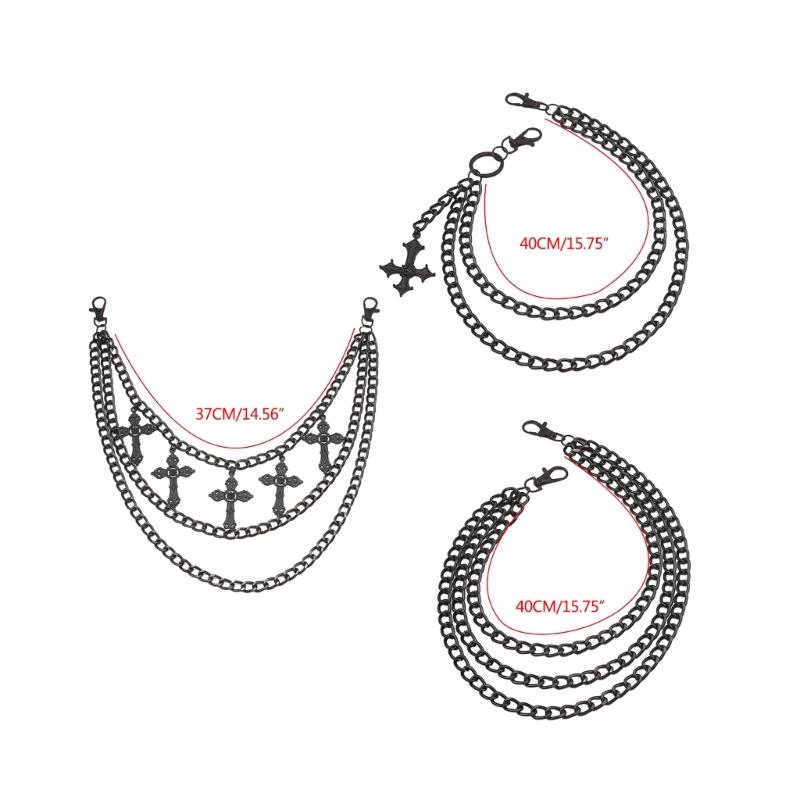 Pants Chain with Hollowed  Cross Wallet Chain Adult Jeans Pocket Chain Hiphop Rock Style Chain for Fashion Enthusiasts