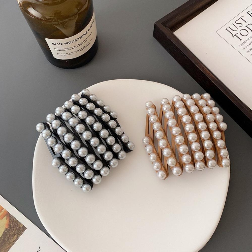 Forsted Retractable Hair Hoop Plastic Portable Hair Band Wash Face Foldable Pearl Headband  Travel