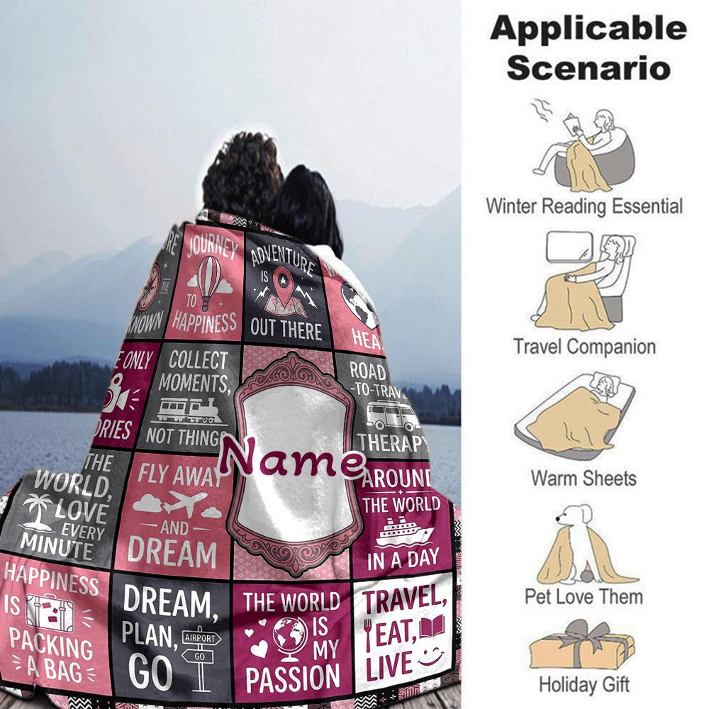 Adventure Travel Theme Customize Your Name Home Blanket S Comfortable Soft Lightweight Allseason Multipurpose Blanket For Picnics Sofas Offices Beds
