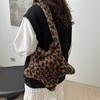 Star Leopard Print Plush Crossbody Bags for Women Furry Large Capacity Girls Shoulder Bag Vintage Tote Handbags Female Purse