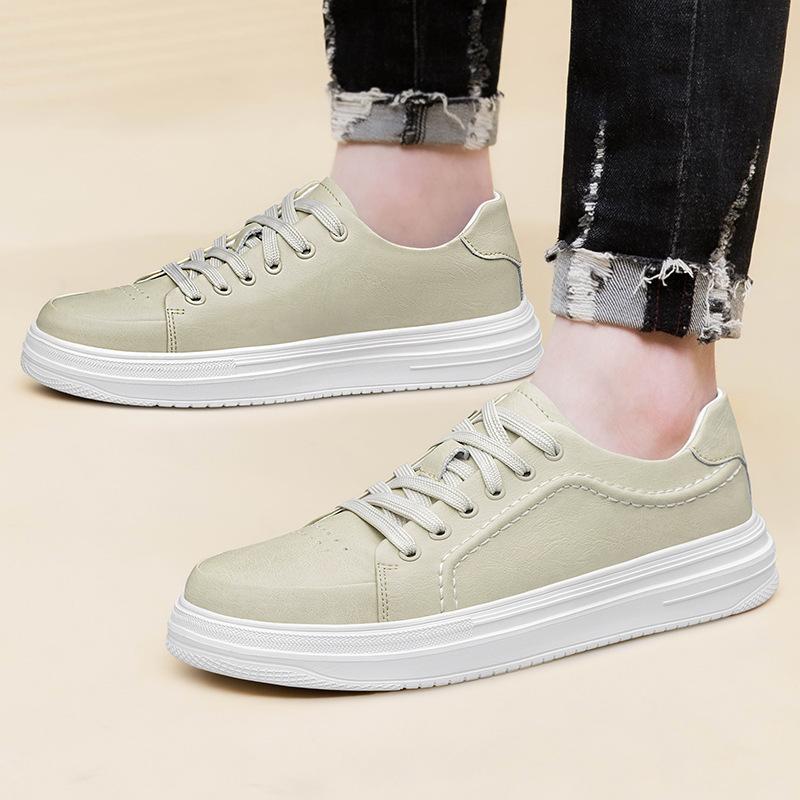 European station men's board shoes versatile light luxury breathable casual shoes autumn flat men's shoes foreign trade cowhide sports shoes