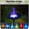 Solar Bird Bath Fountains Upgraded, 4W Solar Powered Water Fountain Pump with 7 Nozzles & 4 Fixers, 4000 Battery, 7 Colors LED Light for Garden,