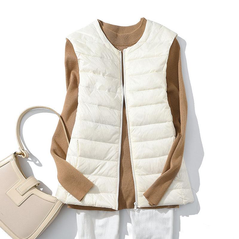 Women's Ultra Light Down Vest Lightweight Waistcoat Female Windproof Warm White Duck Down Sleeveless Down Jacket Coat