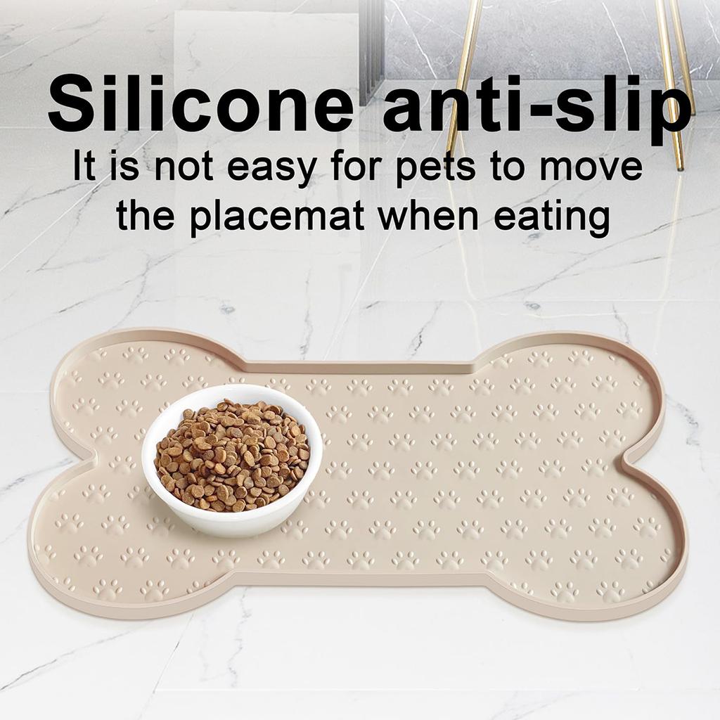 Dog Food Mat, Non-Slip Silicone, Dog Bowl Mat, Thickened Pet Placemat, Waterproof Cat Feeding Mat With Raised Edge