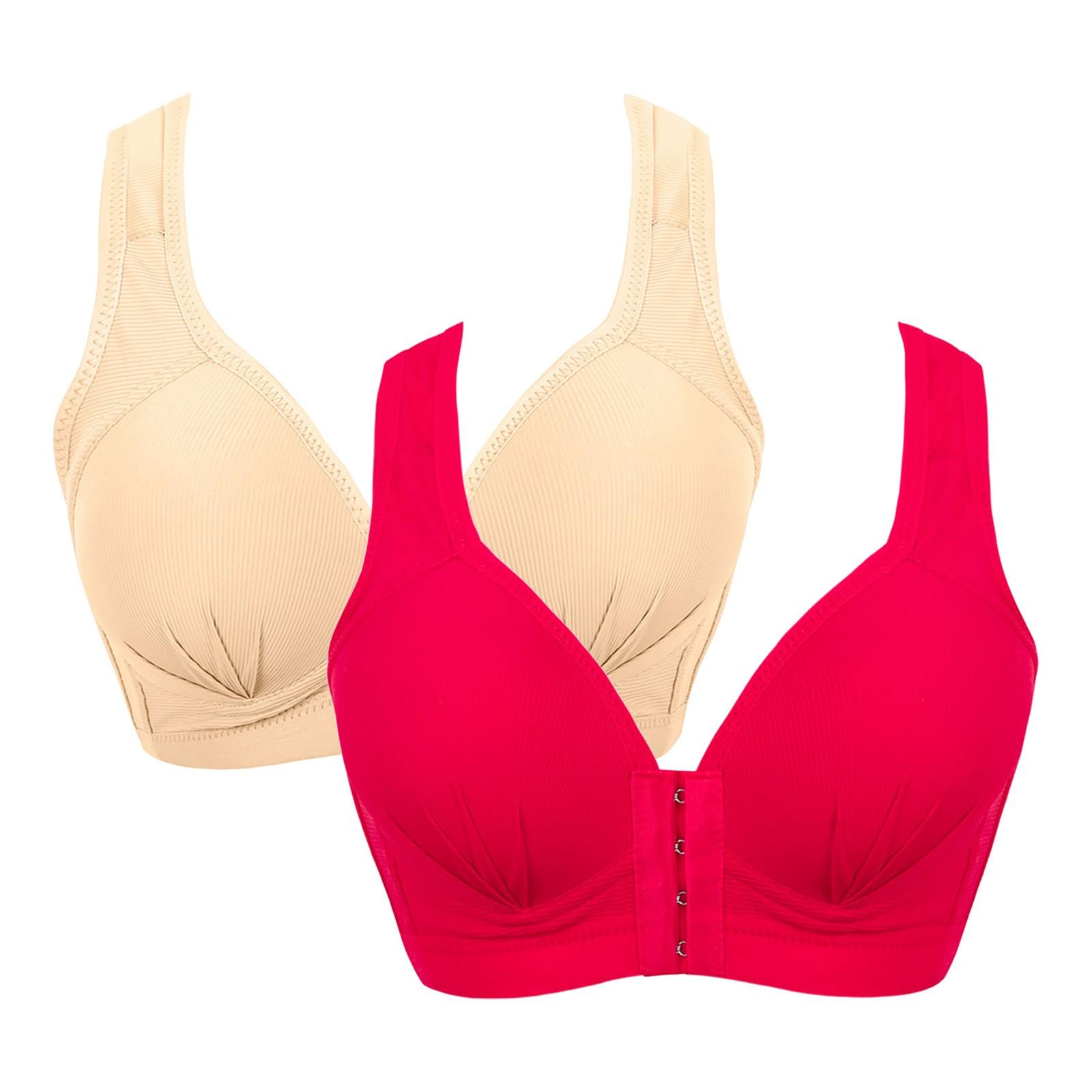 

2 шт., женский бюстгальтер с застежкой спереди, очень эластичный дышащий бюстгальтер с кружевной отделкой, нижнее белье 105