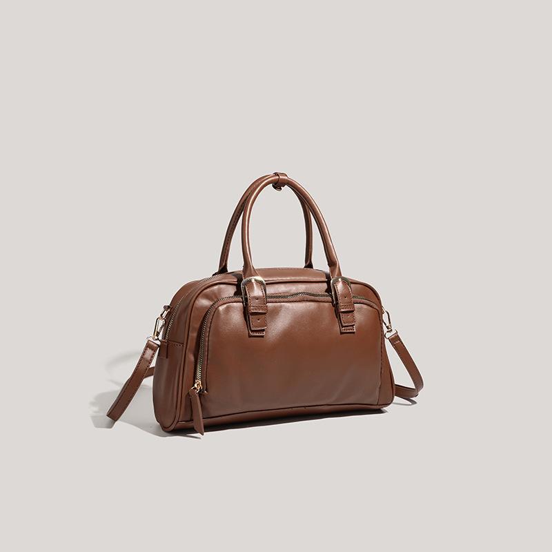 New retro simple large-capacity handbag niche design high-end casual retro brown