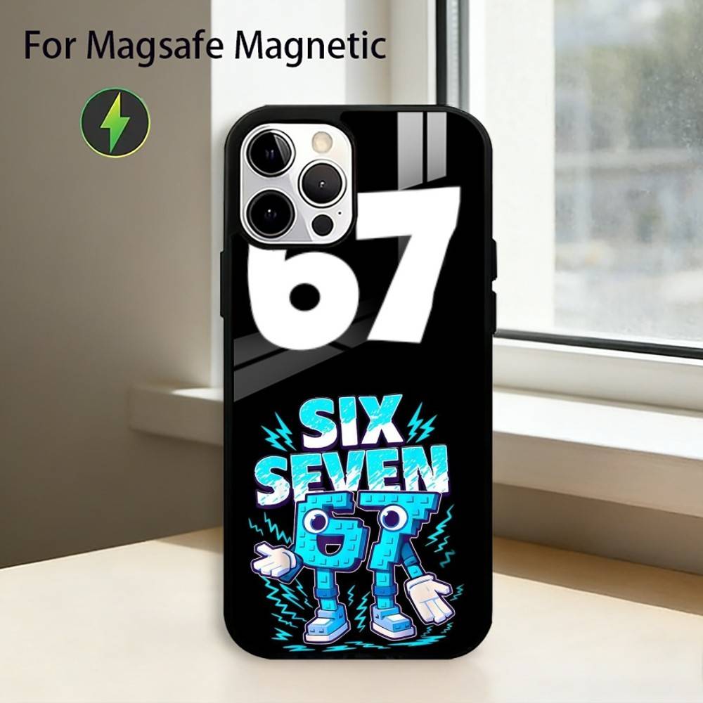 Six S-Seven 67 Phone Case For iPhone17,16,15,14,13,12,11 Plus,Pro Magnetic For Magsafe Wireless Charging