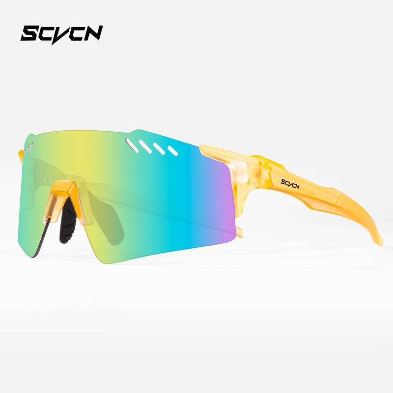 SCVCN Mode randlose Radsportbrille Outdoor Sport Laufen Fahren Sonnenbrille für Herren Angelbrille MTB Fahrradbrille 1 Glas