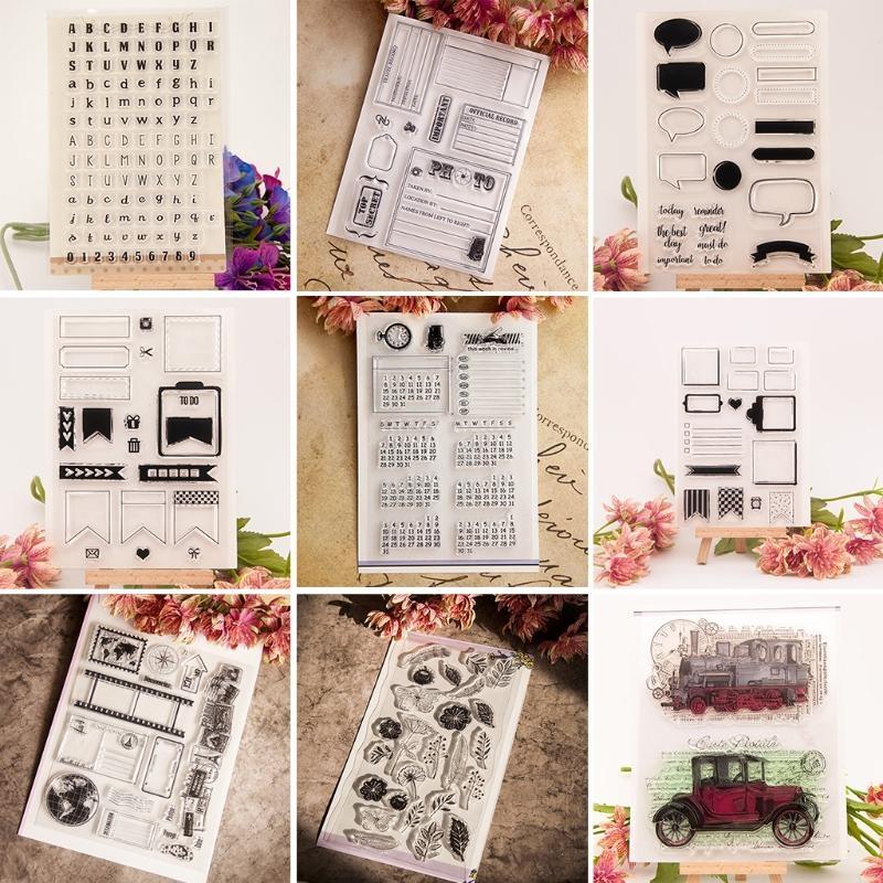 Silicone ClearStamps Word Letter Background Seal Stamps for Diary Card Photo X3UC