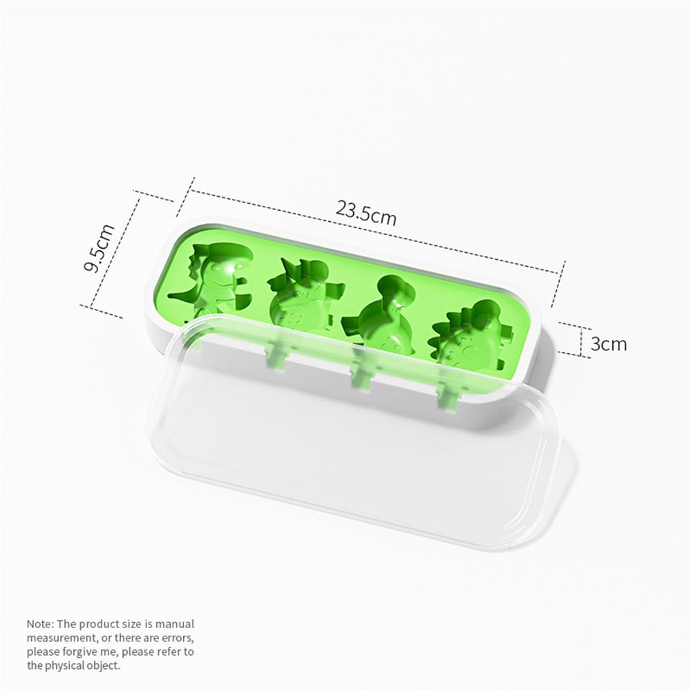 Silicone Ice Cream Mold with Lid and Sticks DIY Popsicle Mould Dinosaur Shape Pastry Mold Kitchen Ice Cream Tool