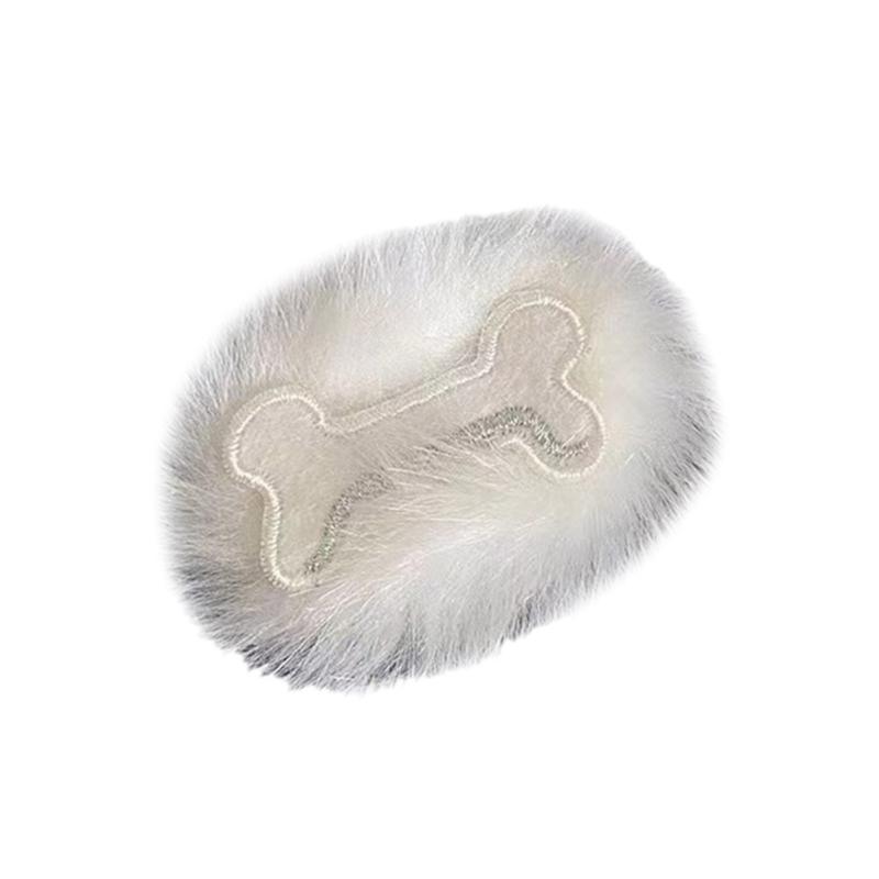 Unique Bone Hairpin Y2K Cute Hair Clip Plush Dog Bone Shape Hair Barrettes Fun Hair Clips Brooch Halloween Jewelry Gift