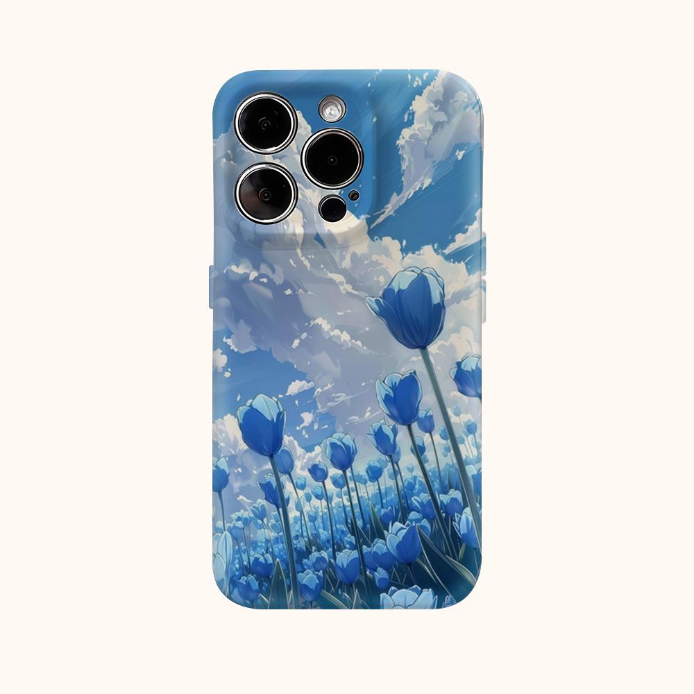 Blue TulipFor Magnetic Phone Case for IPhone 17 16 15 14 13 Pro Max Plus Single Double-layer Tough Case