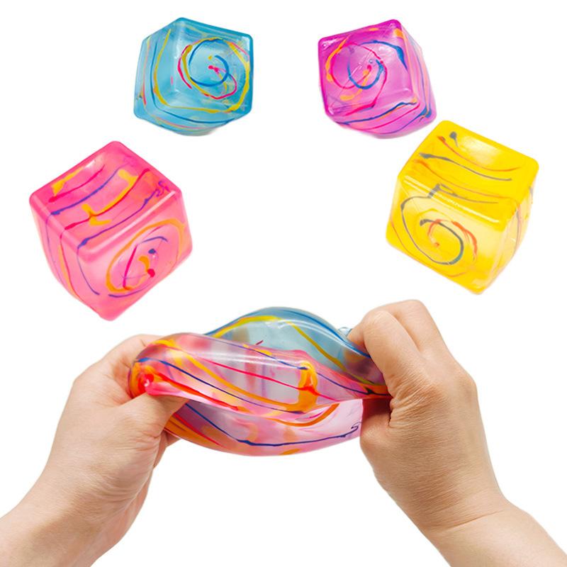 Stress Relief Toys Iridescent Ice Cube Malt Candy Squishy Slow Rising Fidget Toy Creative Decompression Gift for Kids