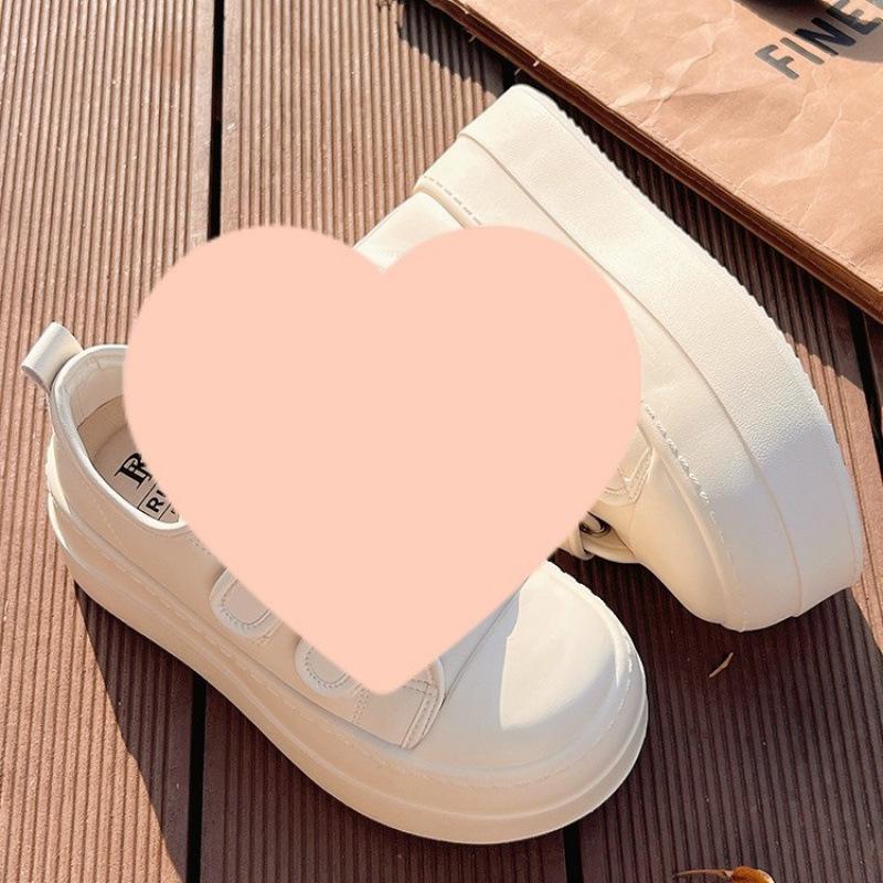 Women's White Platform Velcro Shoes - 2025 Spring/Autumn Style, Height-Increasing, Thick Sole, Casual & Versatile