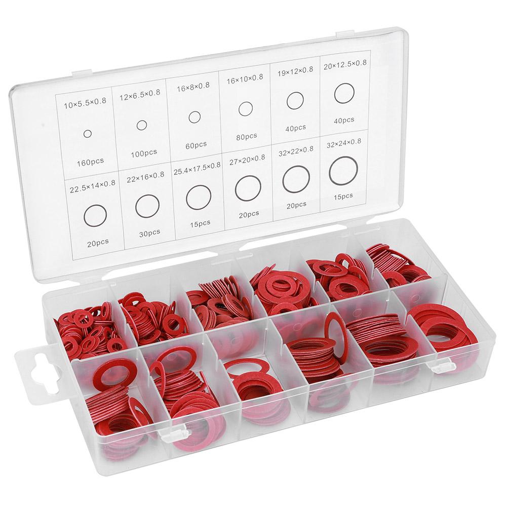 

600 шт. Красная вулканизированная волоконная шайба-прокладка Круглая изоляционная бумага Красная стальная бумага Наборы ассорти