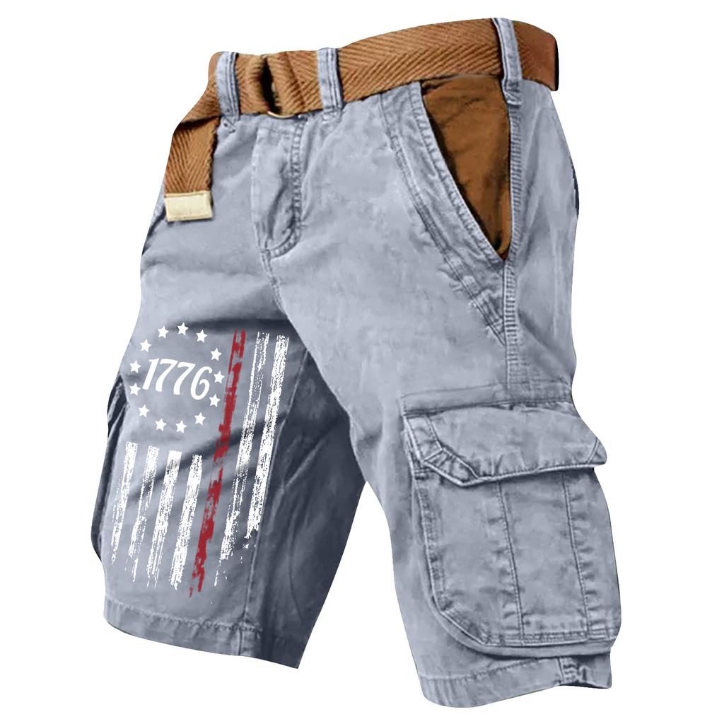Pantaloncini Cargo Casual Stampati da Uomo per l'Estate con Tasche Multiple