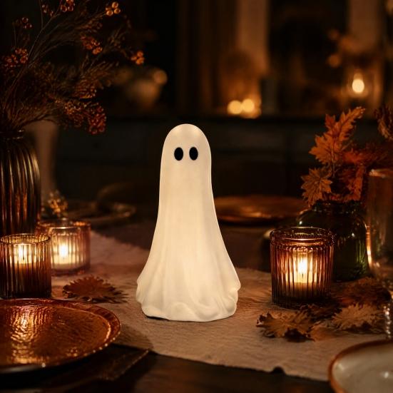 Unique Halloween Gifts Cute Ghost Resin Ornament, Matte Finish Desktop Figurine, Decorative Gothic Home Accents Statue for Living Room Entrance