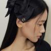 Lucirzu Royal Satin Bow Hair Clip (black)