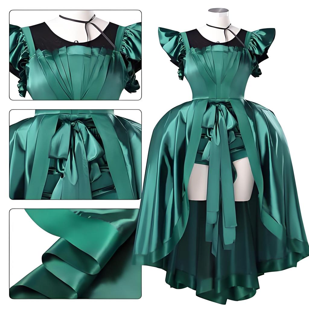 Wednesday Agnes Demille Green Cosplay Dress With Polyester Fabric For Teen And Adult Costumes