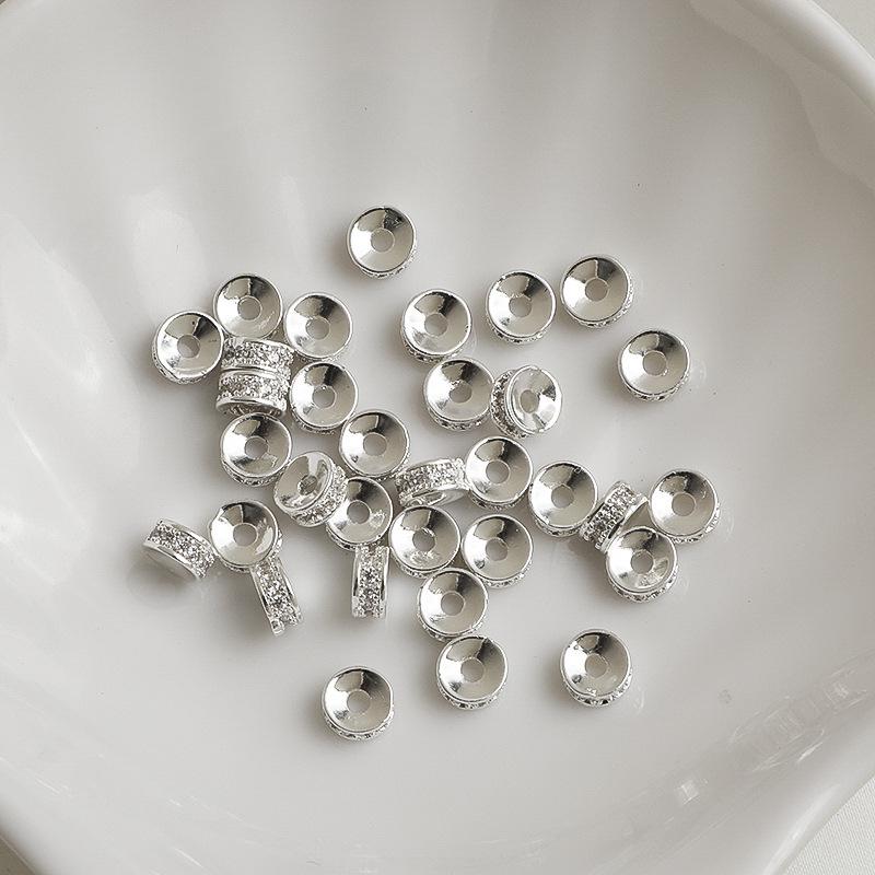 14K Gold-Filled Zircon Wheel Spacer Beads for DIY Bracelets Jewelry